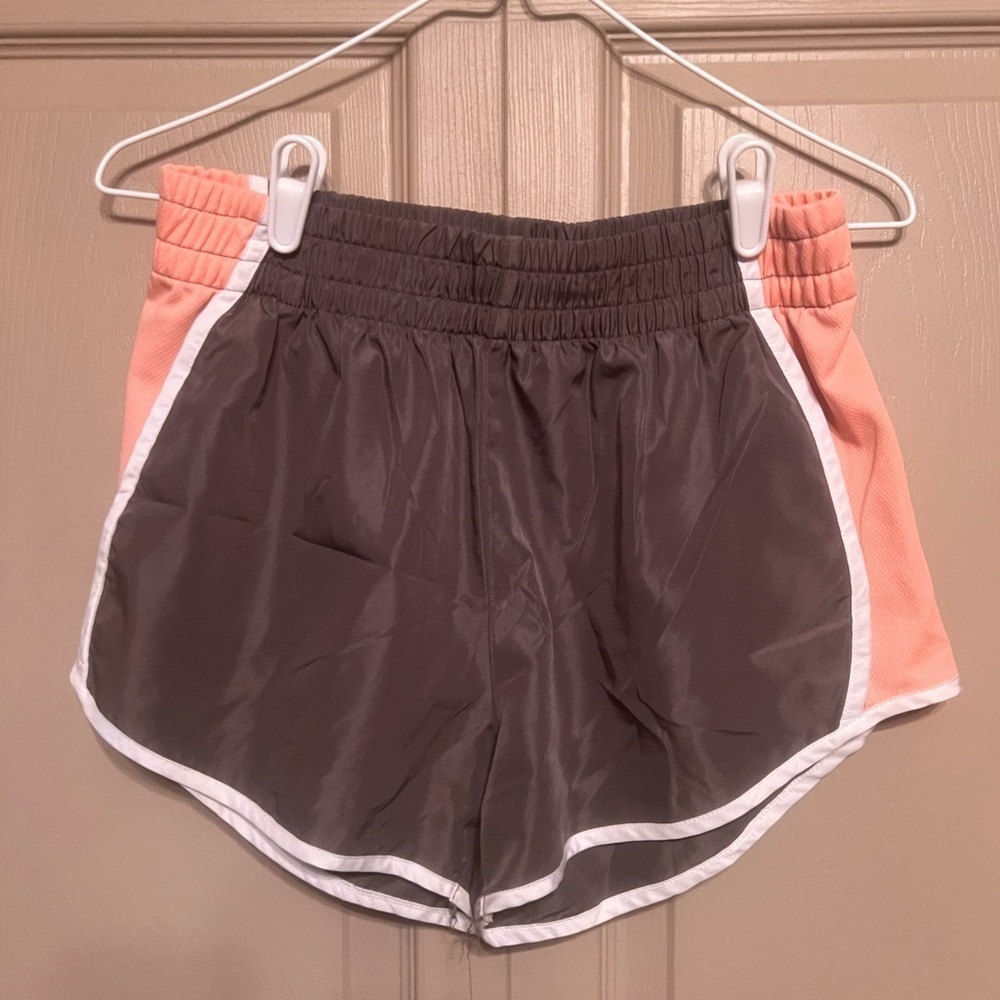 Zone Pro Gray and coral Athletic Shorts with Elastic Waistband